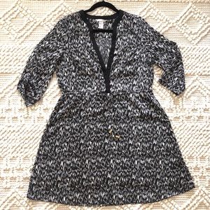 H&M Black & White Print 3/4 Sleeve Dress (8)